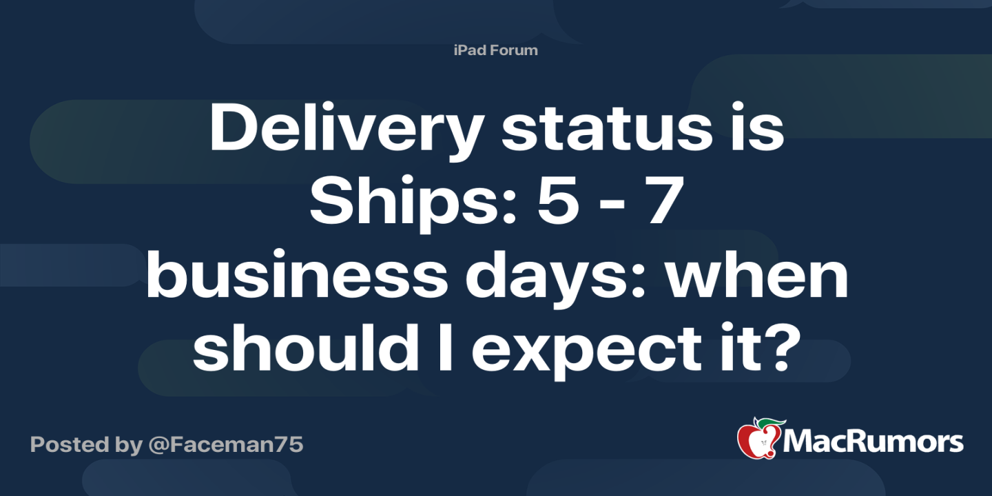Delivery status is Ships:  -  business days: when should I